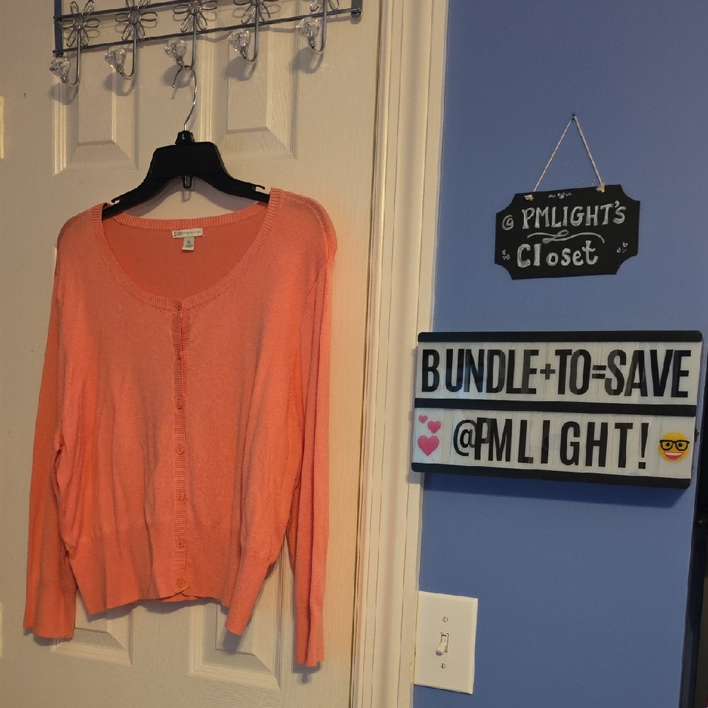 Cato Button-Up Cardigan Sweater XL Salmon Pink